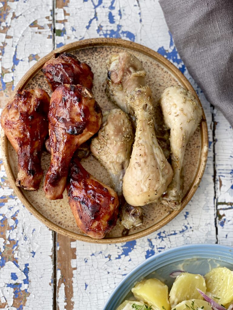Kyllingelår med barbeque og urte marinade