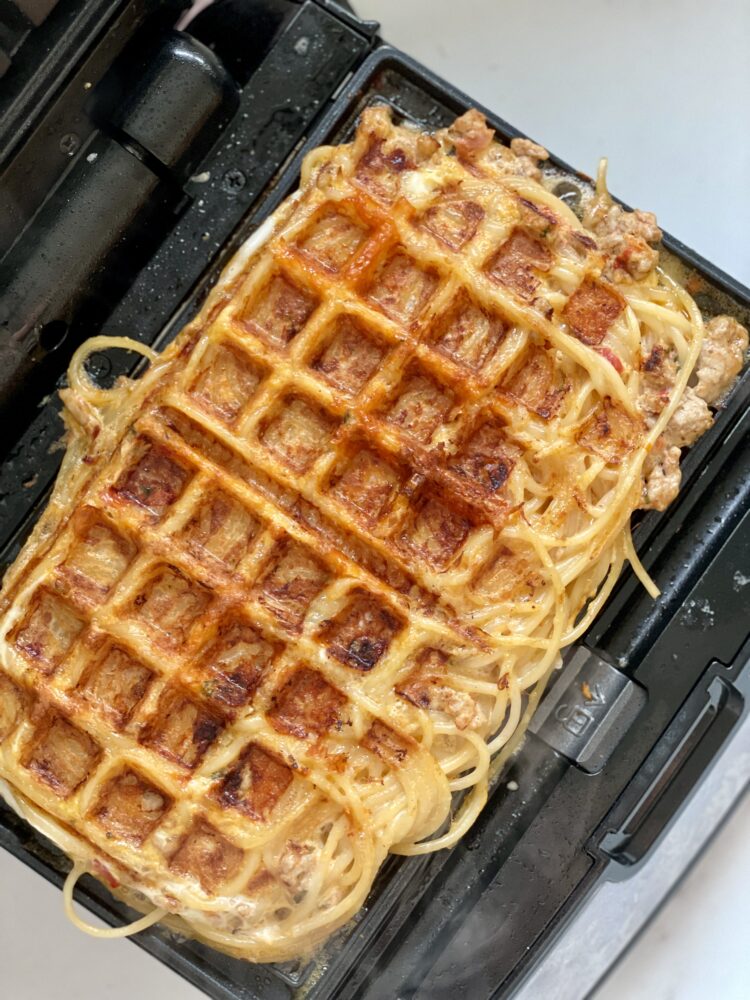 spaghetti vafler af en rest kødsovs