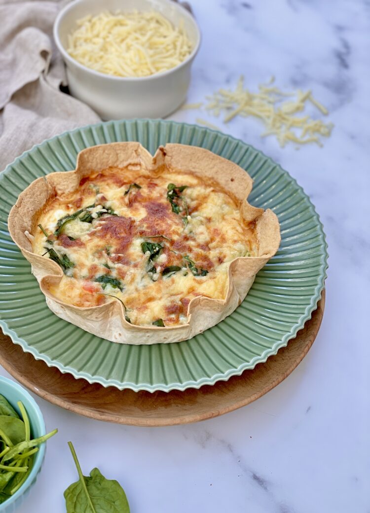 tortilla tærte i airfryer med økologisk hytteost og mozzarella