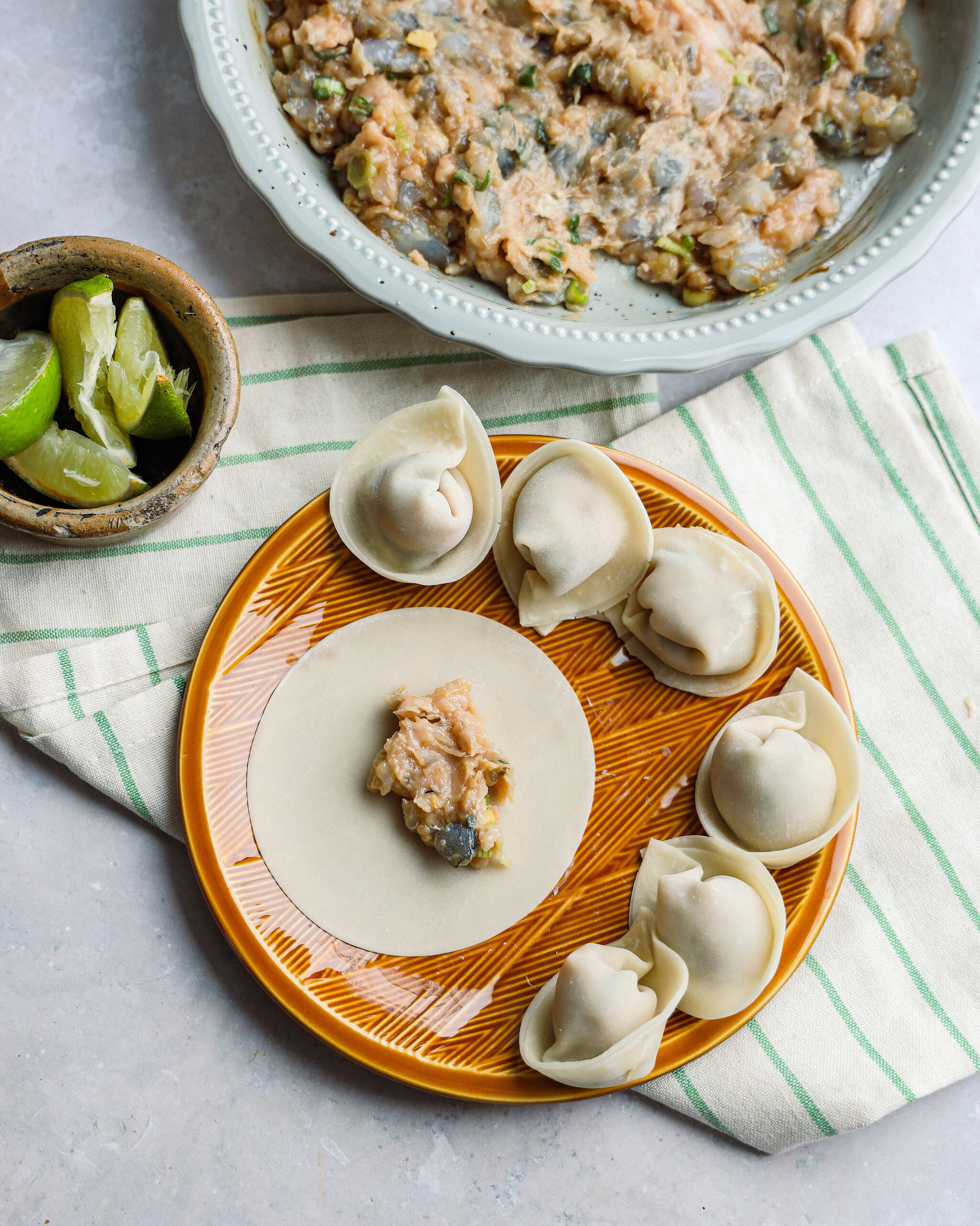 dumplings med rejer og kylling