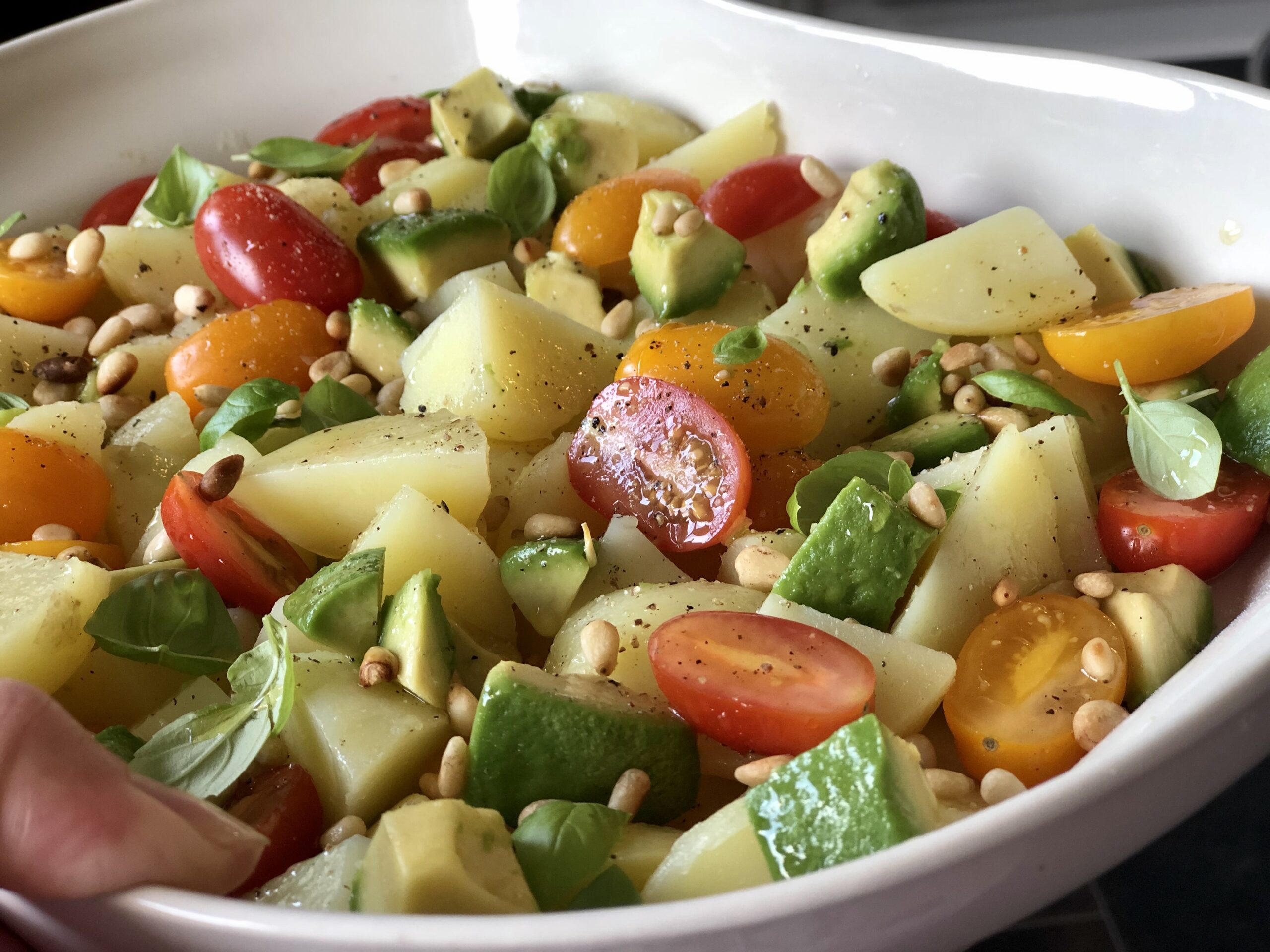 Let kartoffelsalat med olie/eddike dressing