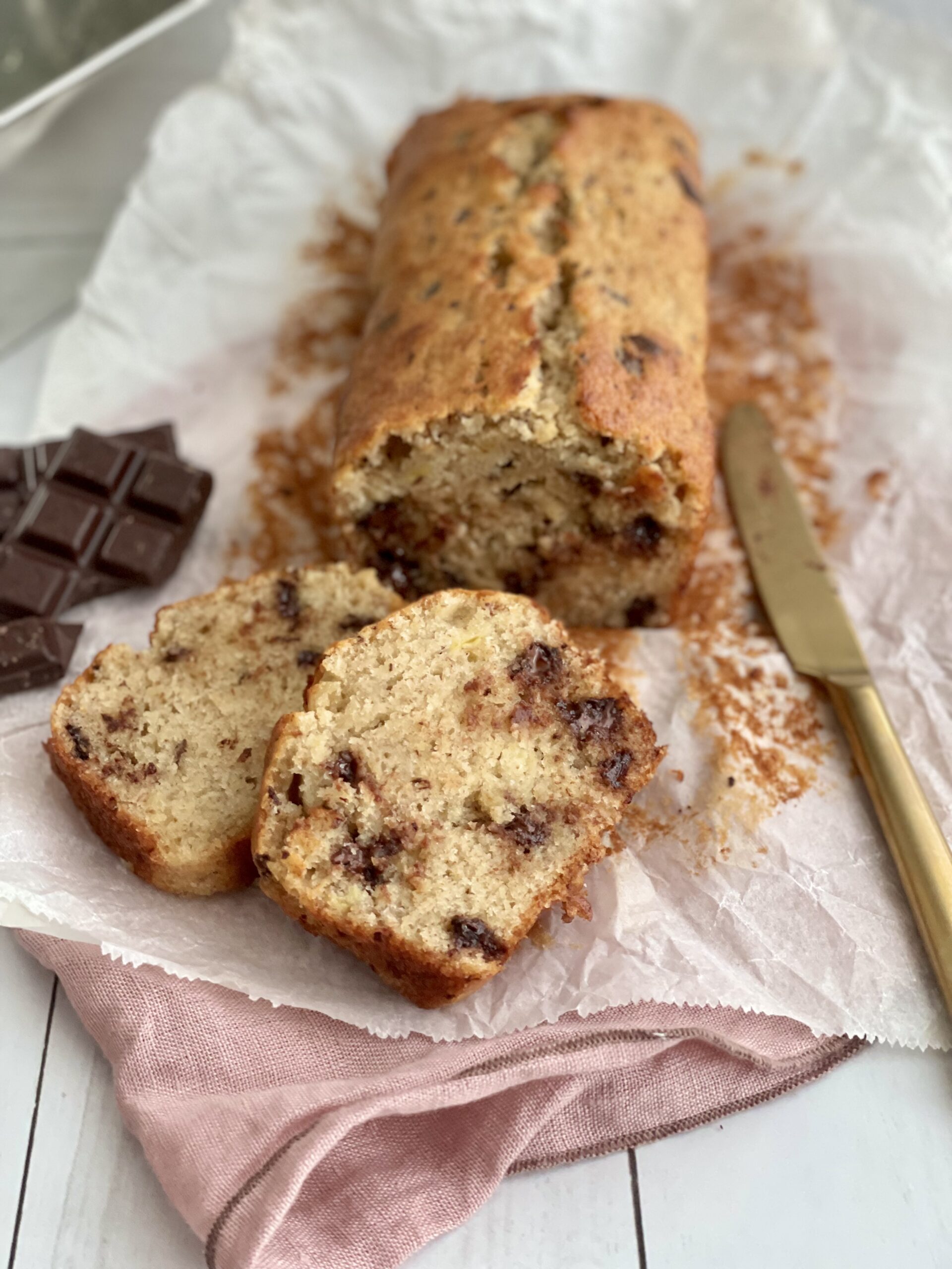 Banankage med chokolade