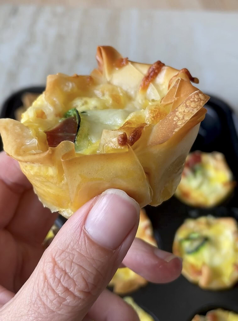 Små filotærter med feta og squash