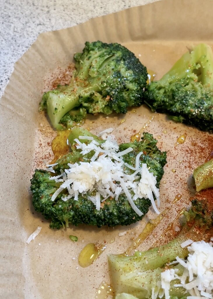smashed airfryer broccoli