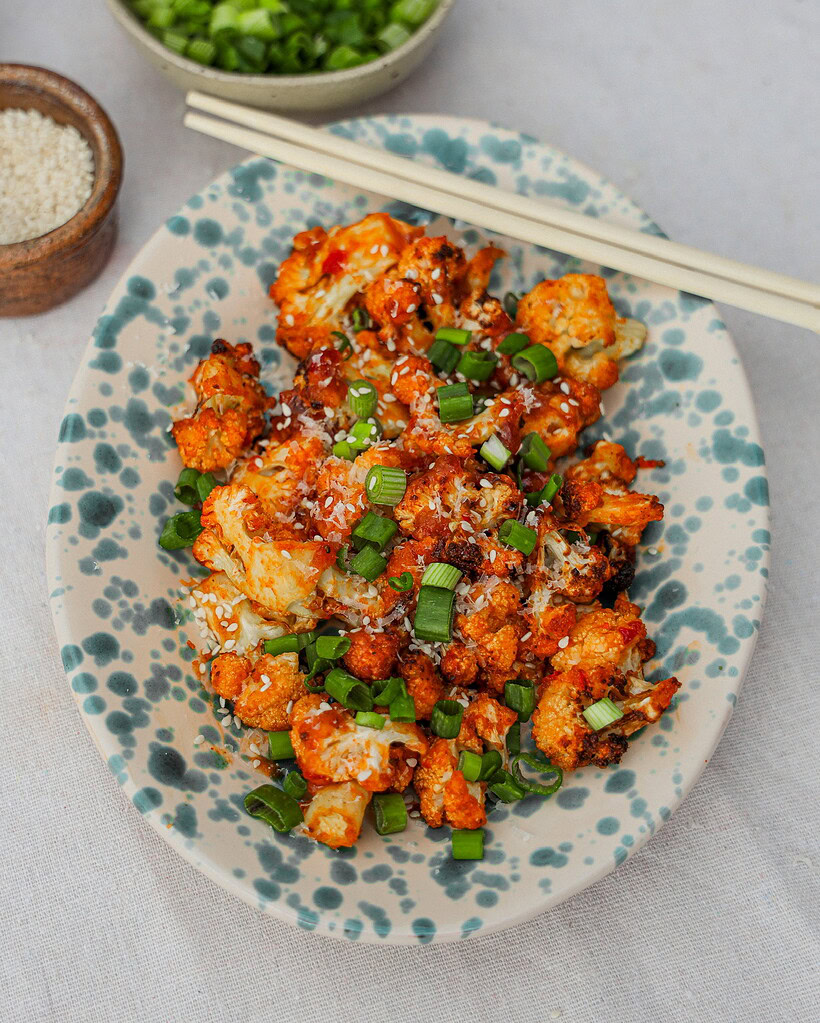 spicy bagt blomkål i airfryer