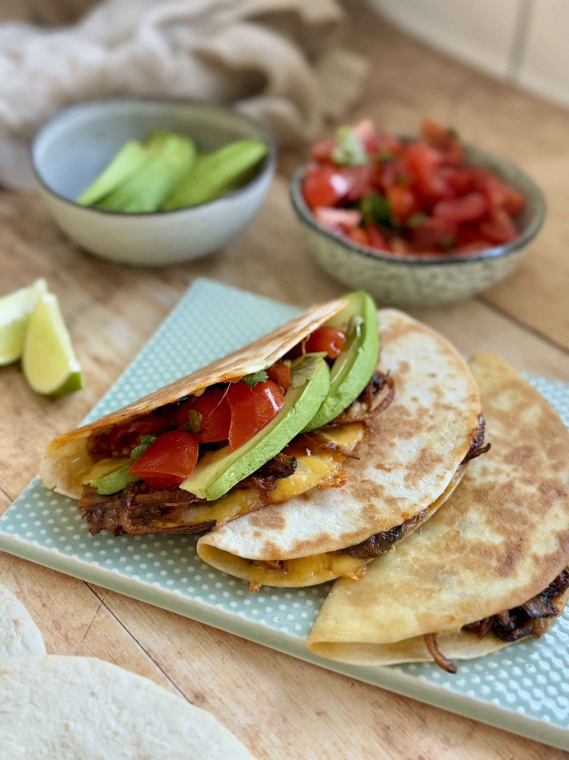 taco med okse og smeltet cheddar