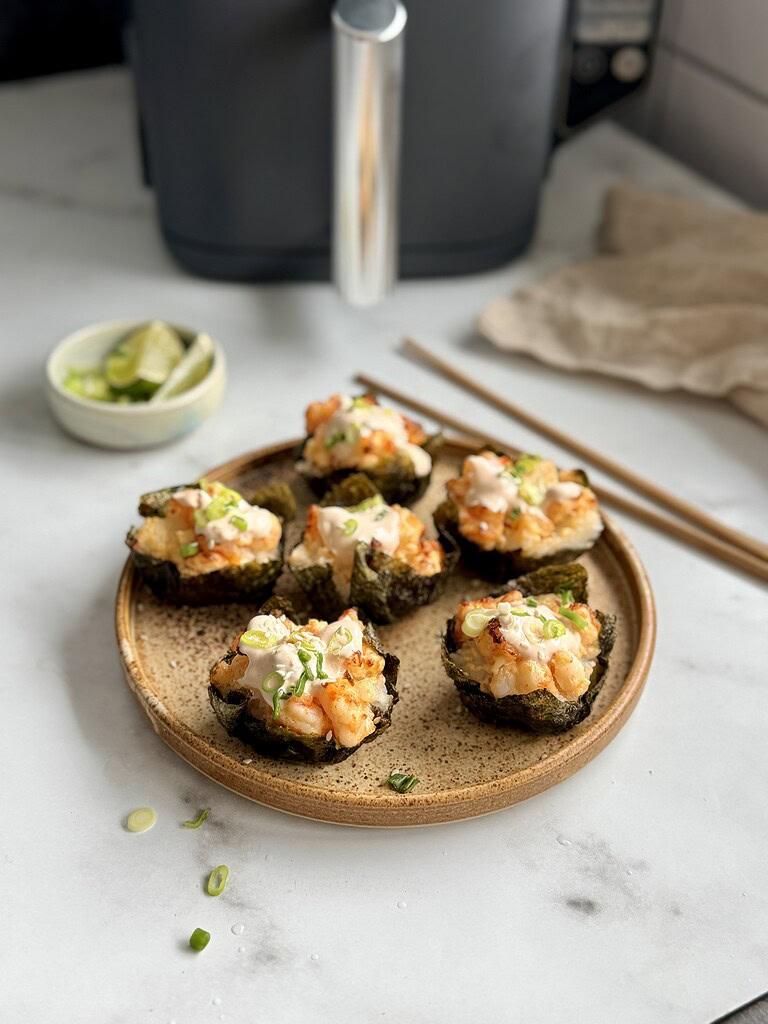 sushicups med rejer i airfryer