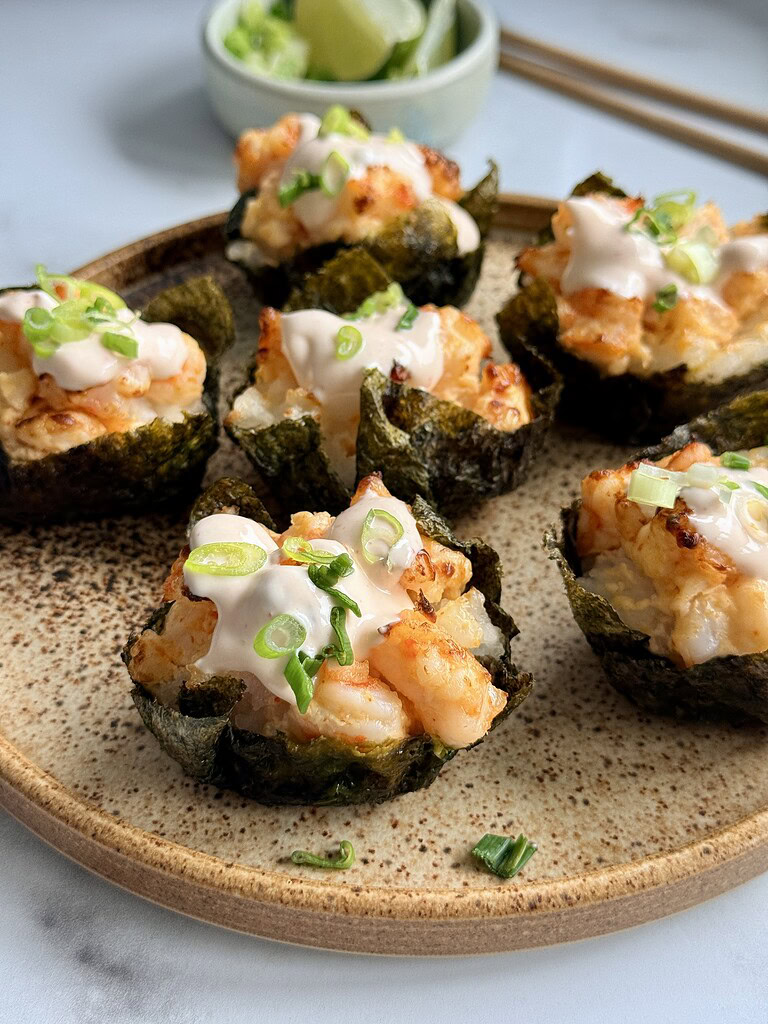 sushicups med rejer i airfryer